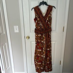 Vintage Red and Brown Paisley Jumpsuit